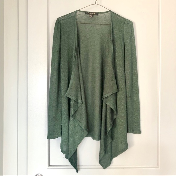 Forever 21 Sweaters - Forever 21 Open Front Cardigan Green